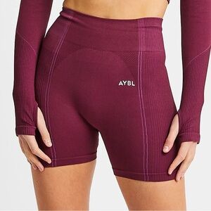 AYBL Reflex Seamless Shorts in Burgundy Biker Athletic Shorts Large